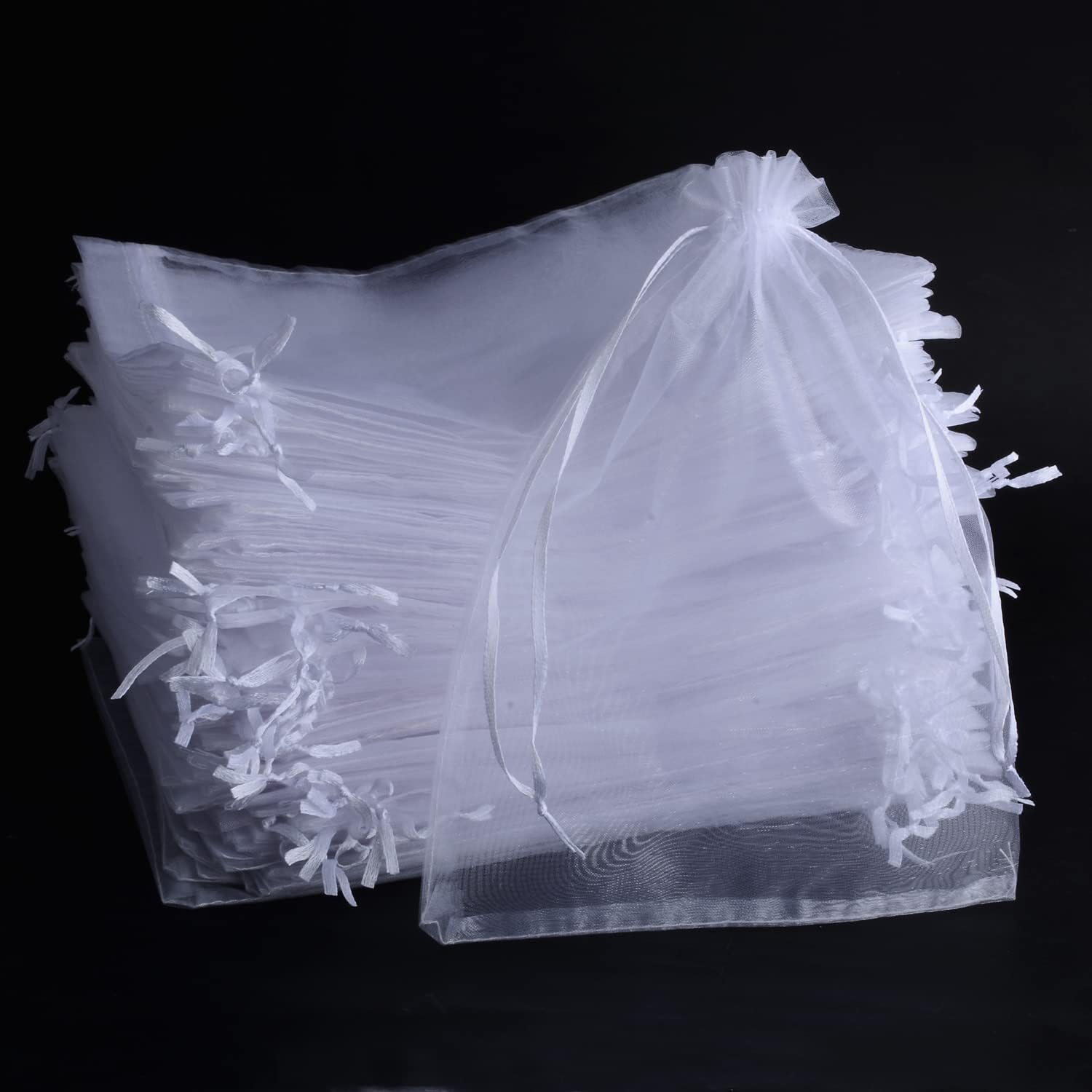 Detalle de YFZYT 100 PCS White Organza Gift Bags 20 x 30 cm with Satin Drawstrings