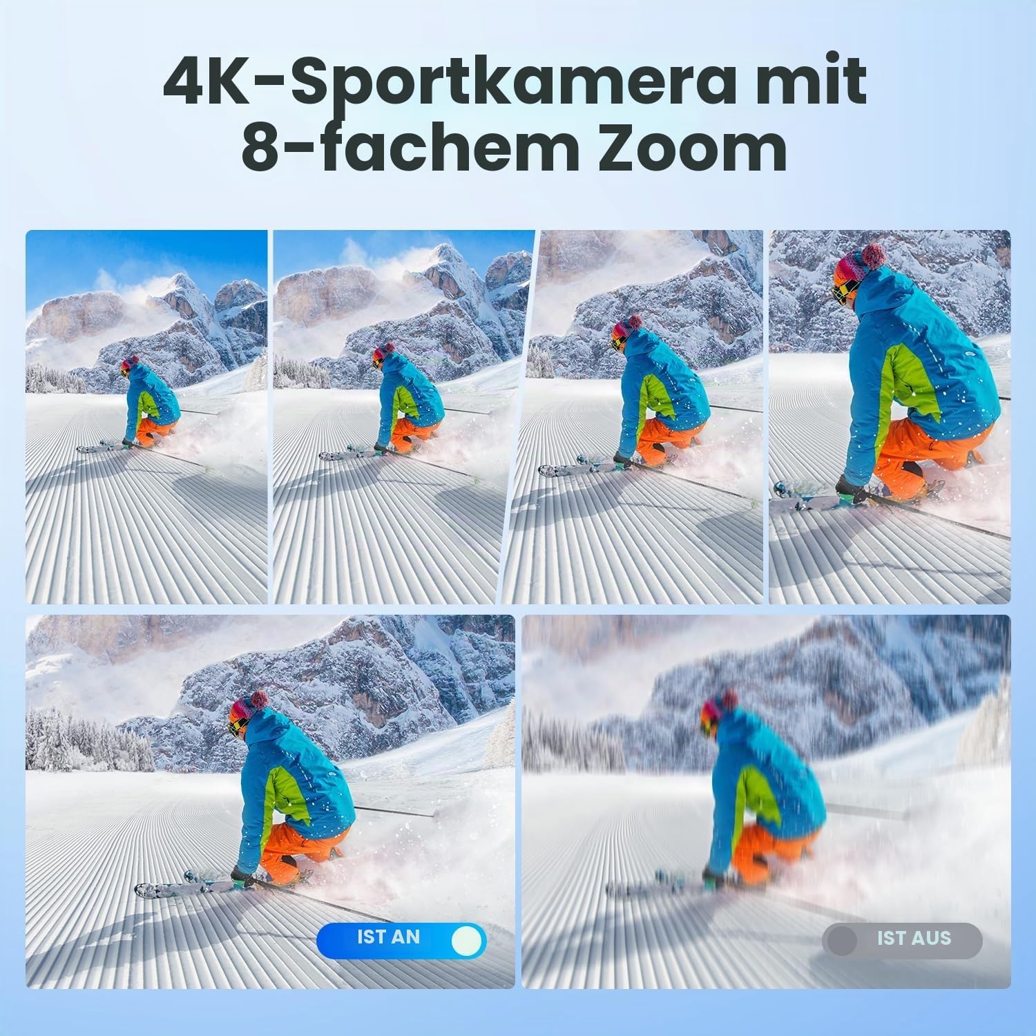 Thumbnail 5 de TIMNUT Touchscreen 4K60FPS Action Cam mit Dual-Screen, 40 m Unterwasserkamera und 8X Zoom