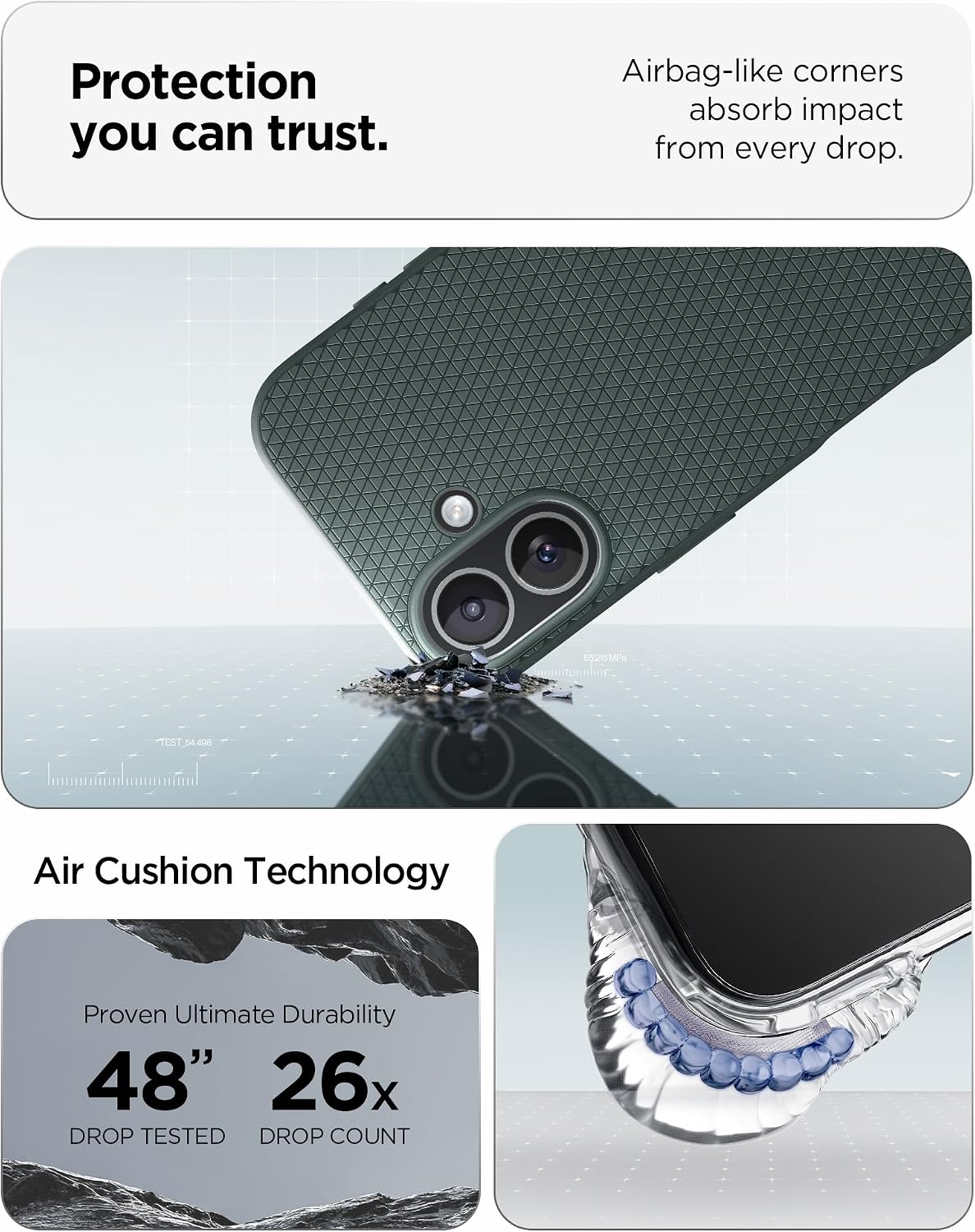 Detalle de Coque Spigen Liquid Air pour iPhone 17 (édition 2025, flexible) – vert