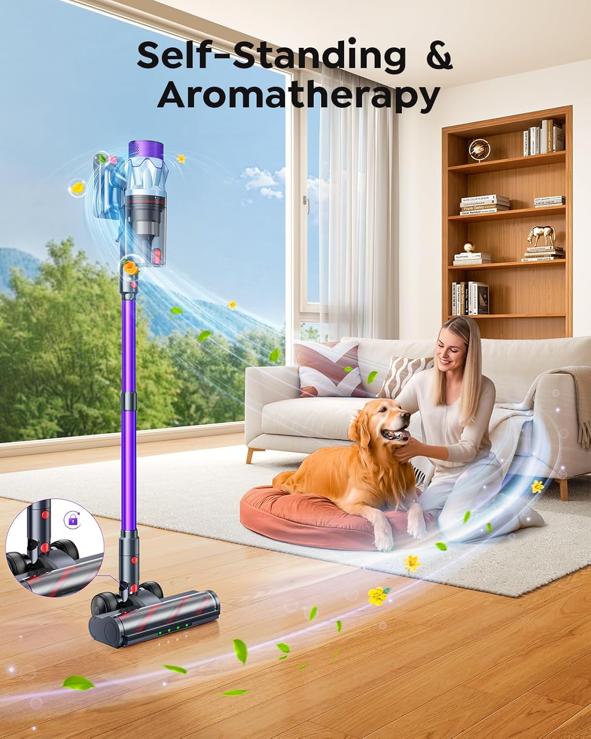 Detalle de Powerffy Cordless Vacuum Cleaner: 600W, 50KPa Suction and 65-Minute Runtime