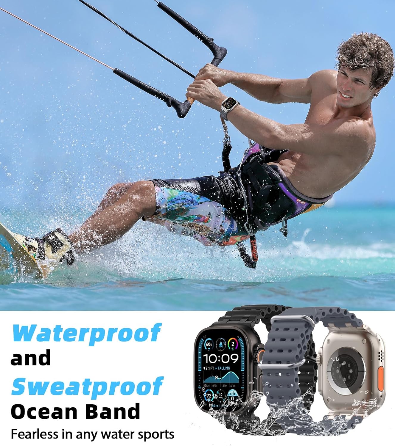 Thumbnail 4 de MoKo Ocean Band for Apple Watch Ultra 3/2/1 and Series 11 to 1 (49mm/46mm/45mm/44mm) – Breathable Silicone Strap