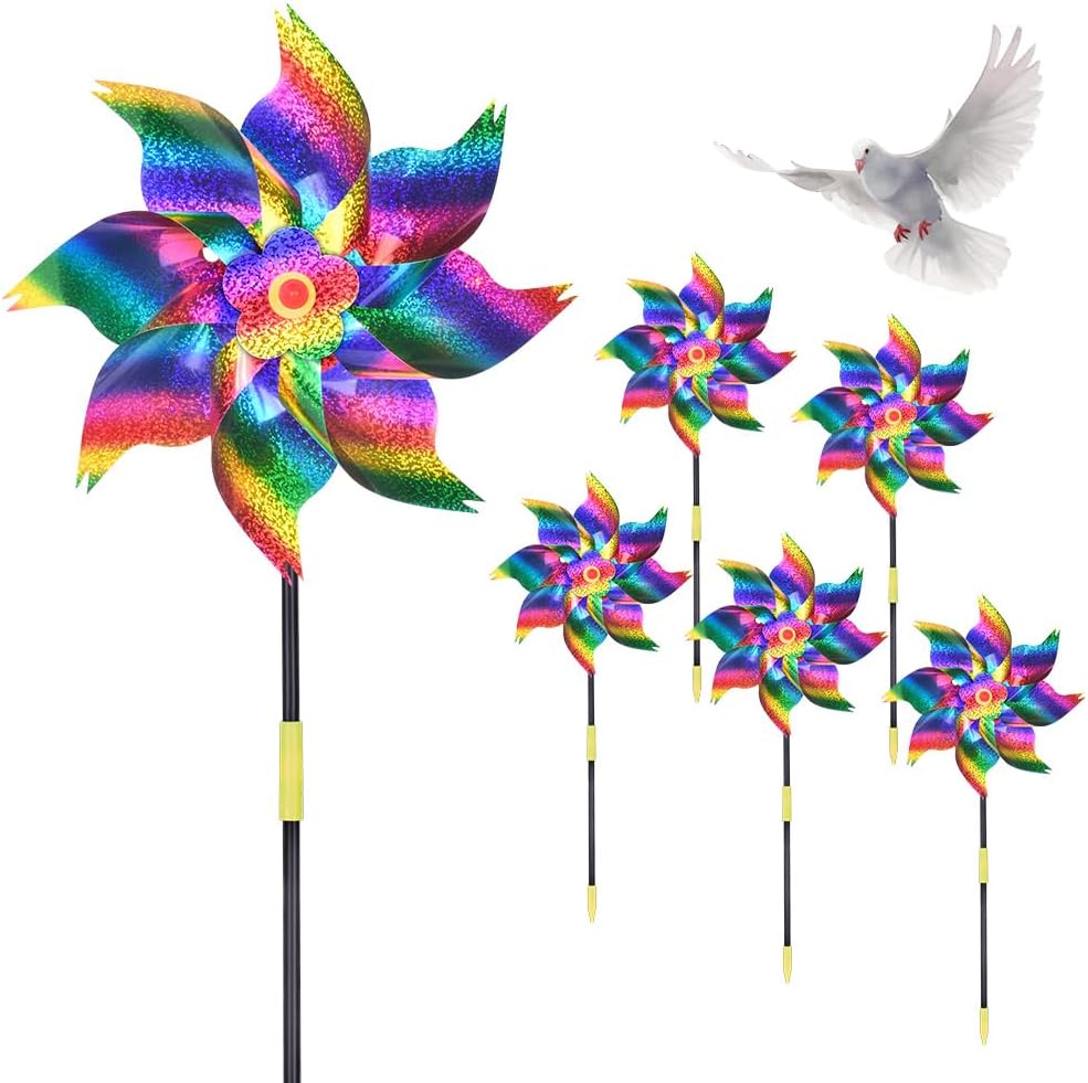 Detalle de AOOWU 5026450 Reflective Bird-Scarer Windmills, 6 Pack, 52 cm
