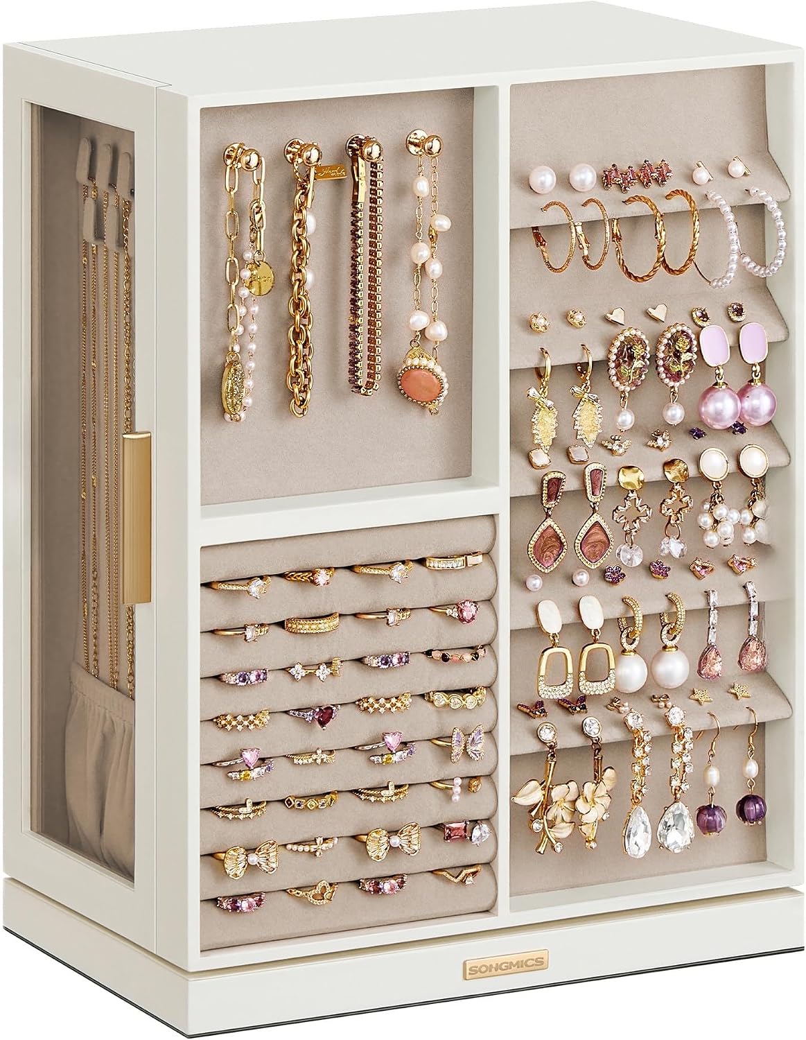 Detalle de SONGMICS Jewellery Box 360° Rotating 17x27x33cm