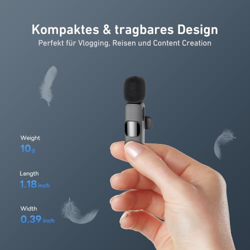 Detalle de YRF Kabelloses Lavalier-Mikrofon für iPhone & Android – Schwarz