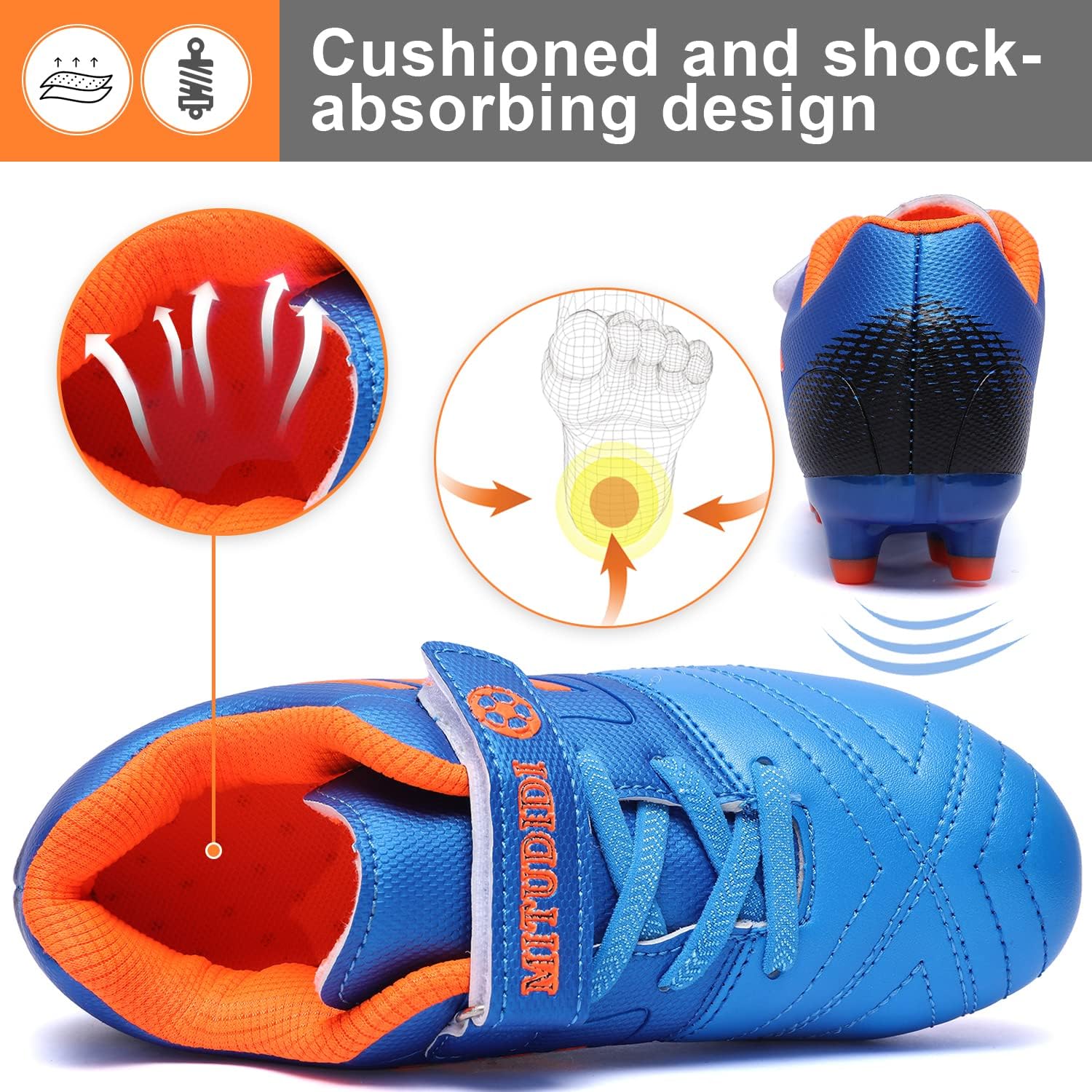 Detalle de Mitudidi Fußballschuhe Kinder – Unisex Hallen- und Outdoor-Fußballschuhe