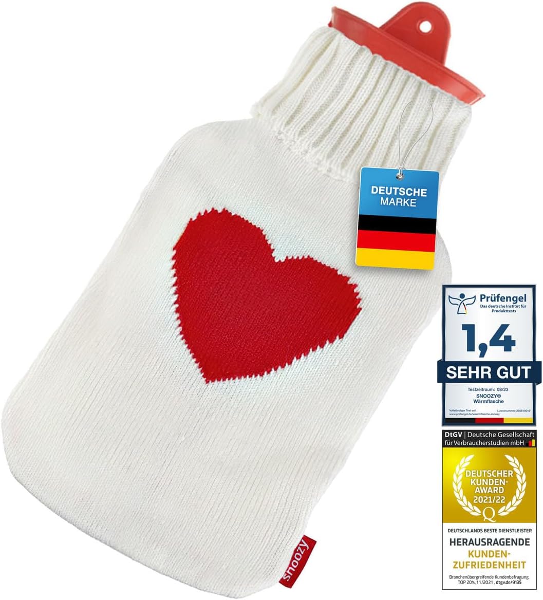 Detalle de Snoozy® Bouillotte XXL 2 Litres avec Housse Tricot – chaude et enveloppante, dimensions 30 × 20 cm