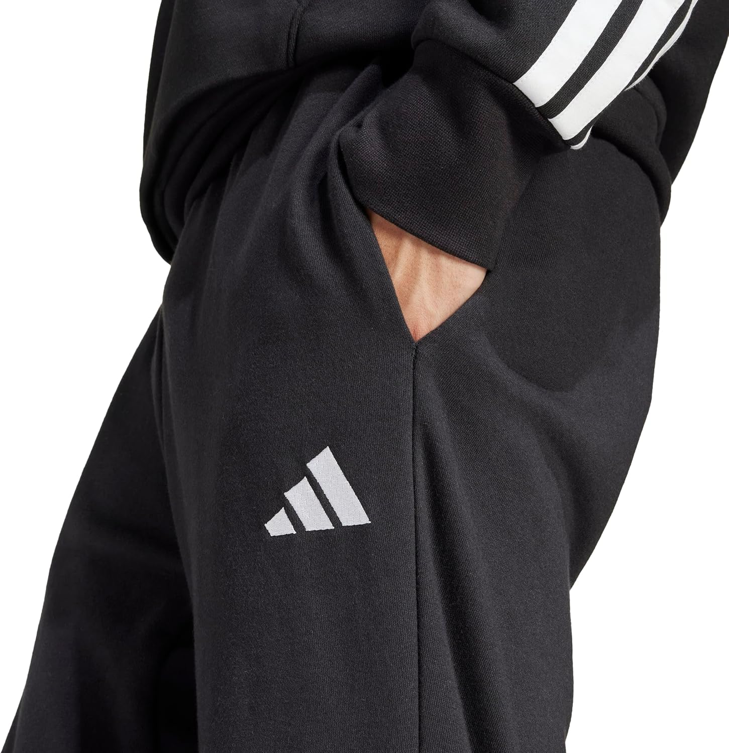 Detalle 2 de Adidas Homme Essentials Feelcozy French Terry Pants – Noir/Blanc, Taille L