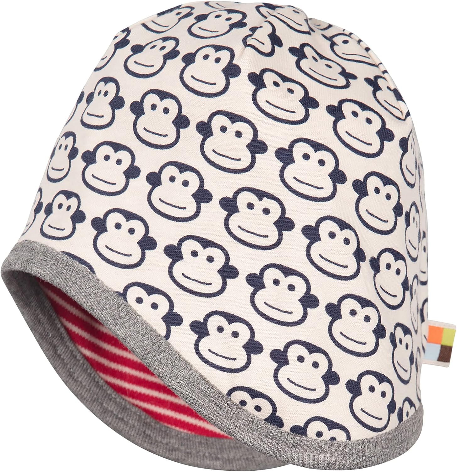Detalle de loud + proud Unisex Baby-Wendemütze aus Bio-Baumwolle, GOTS-zertifiziert, Rot (Tomate) 50/56