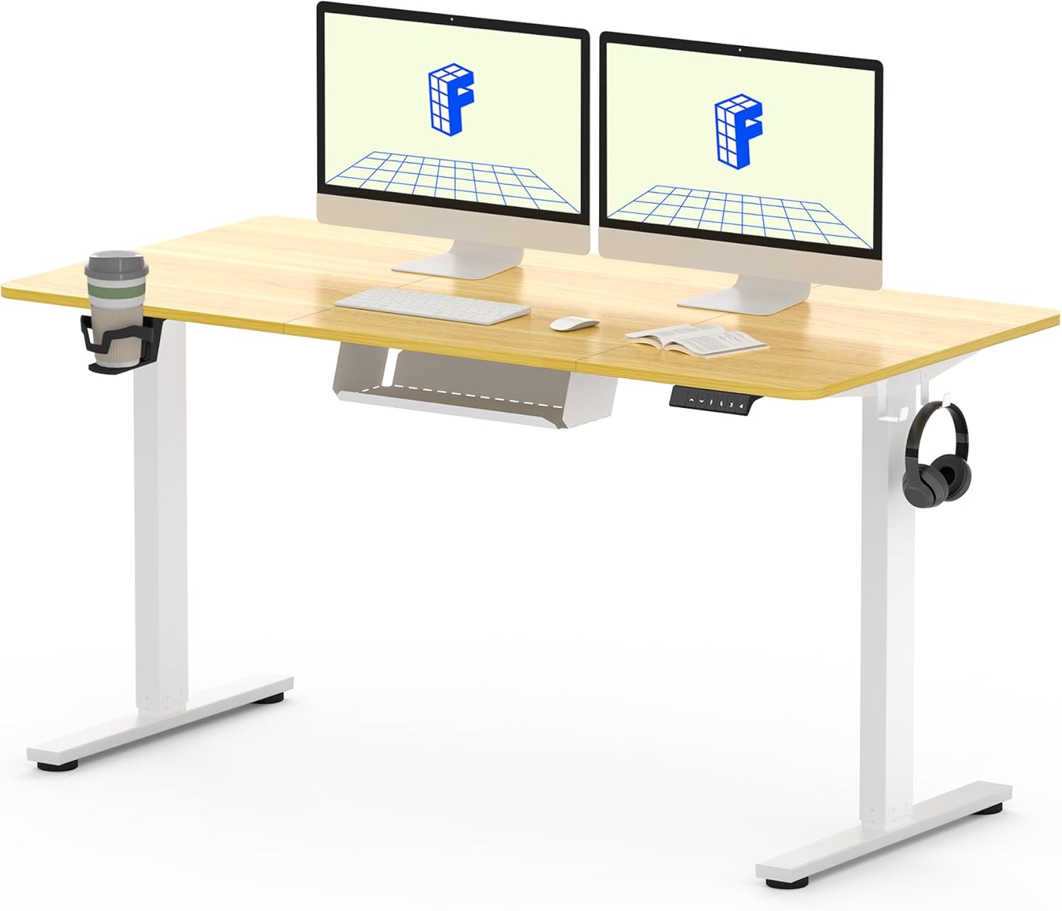 Detalle de FLEXISPOT Scrivania Regolabile in Altezza 140×60 cm: ergonomia, memoria e stile per ufficio o casa