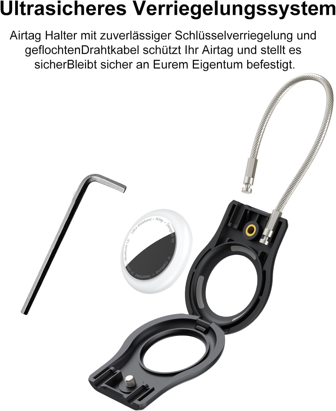 Thumbnail 4 de ONEONTA Airtag Anhänger mit Drahtseil – Extrem robuster, wasserdichter Schlüsselfinder-Hülle