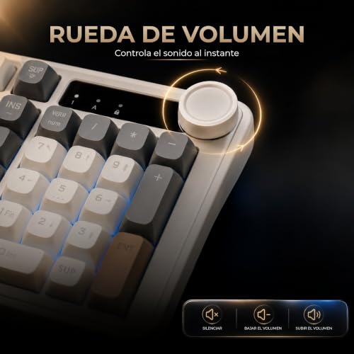 Detalle de The G-Lab Keyz Caesium EX 3C, teclado gaming USB 98% Rainbow con Ñ