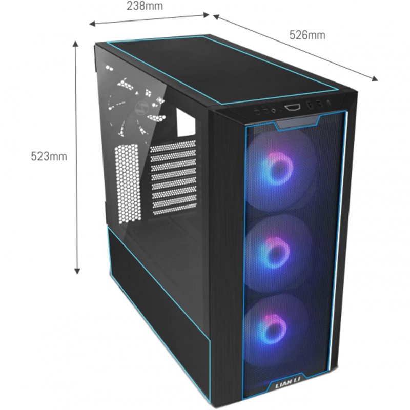 Thumbnail 1 de Lian-Li Lancool III RGB Cristal Templado USB 3.2 Negra — Chasis semitorre premium con 4 ventiladores 140 mm