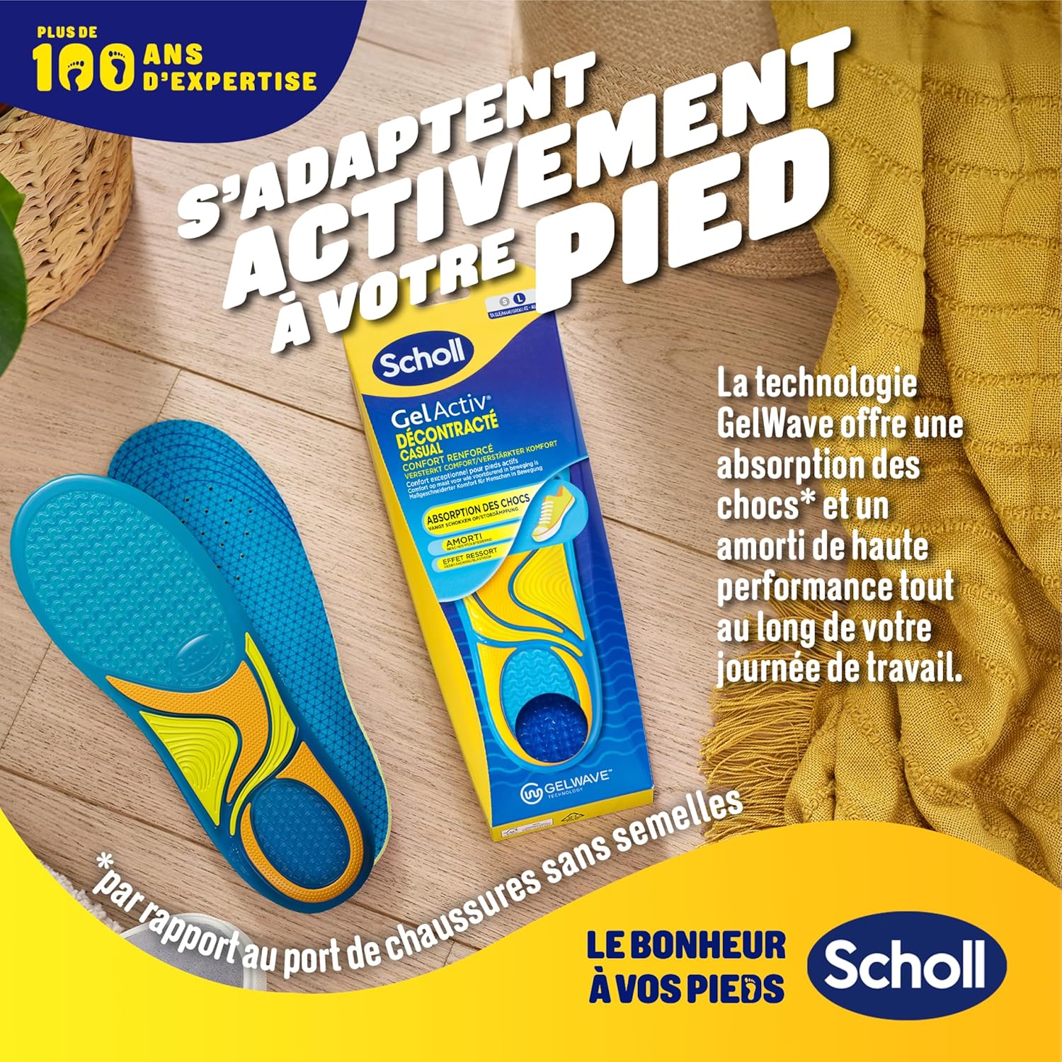 Detalle 2 de Dr. Scholl's Semelles GelActiv Décontracté pour hommes – GelWave et mousse mémoire, taille 40–46,5
