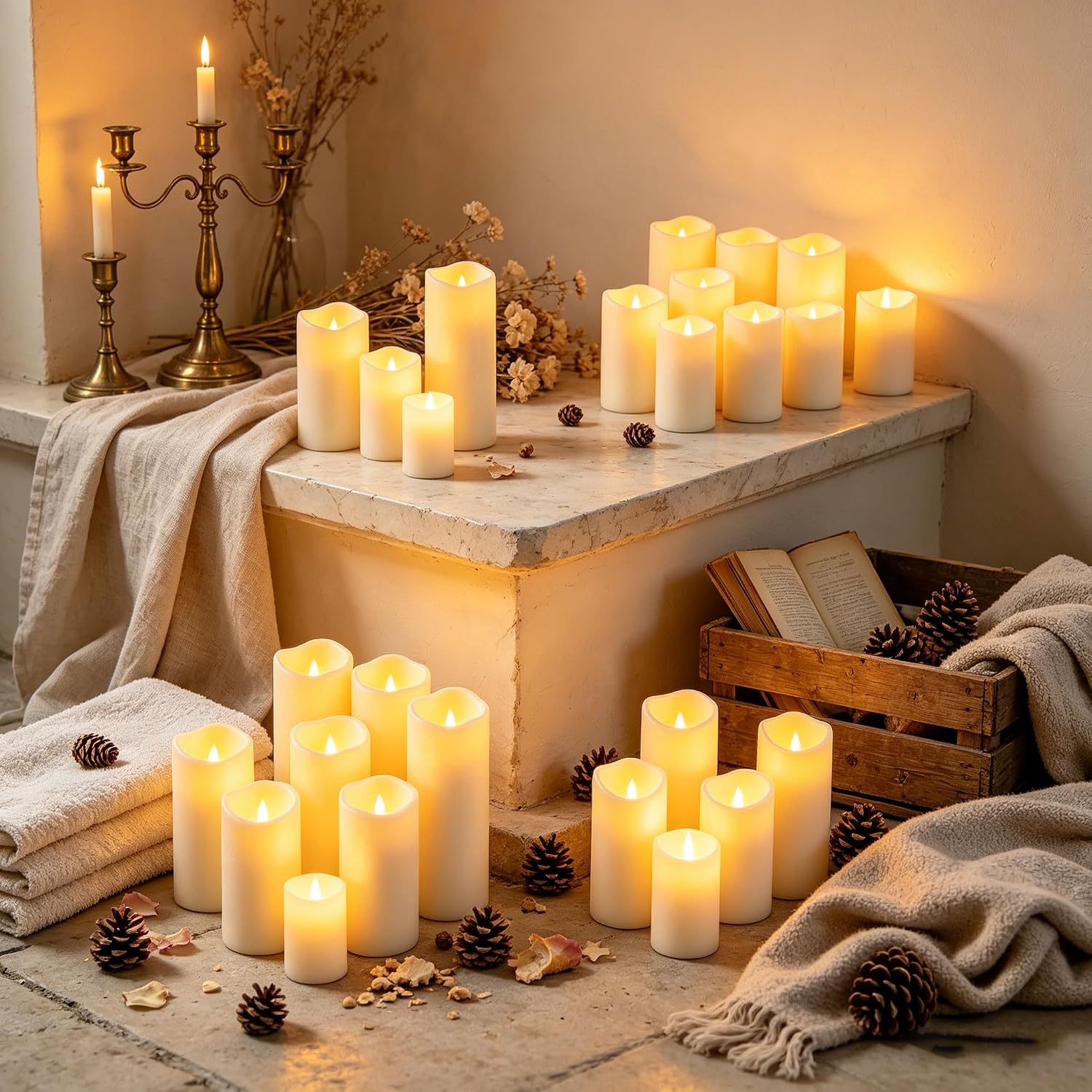 Detalle de Da by 12 Candele LED Avorio Impermeabili con 2 Telecomandi e 4 Misure – Decorazioni Interno/Esterno