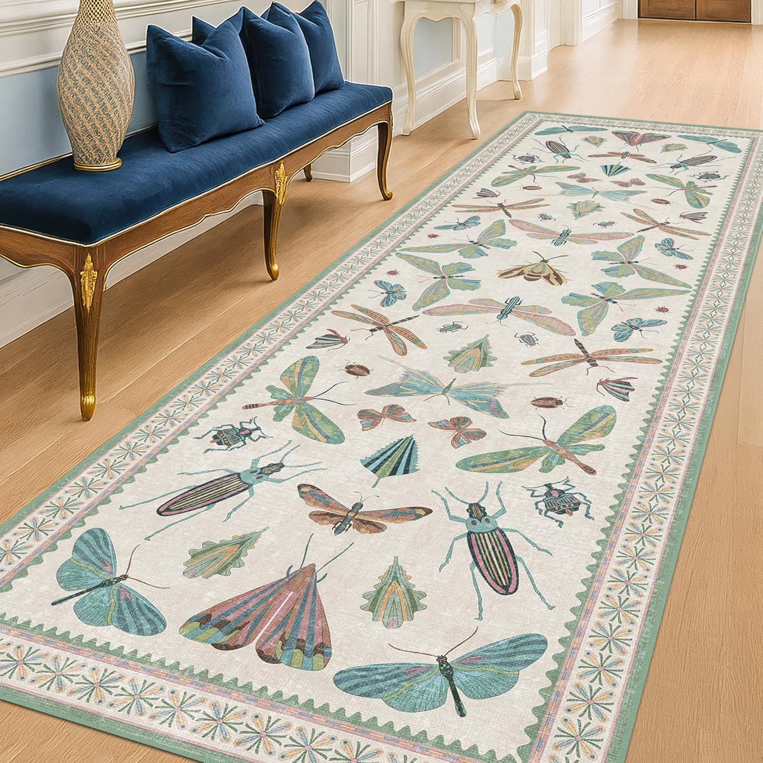 Insect Print 2'6" x 8' Runner Rug for Hallway