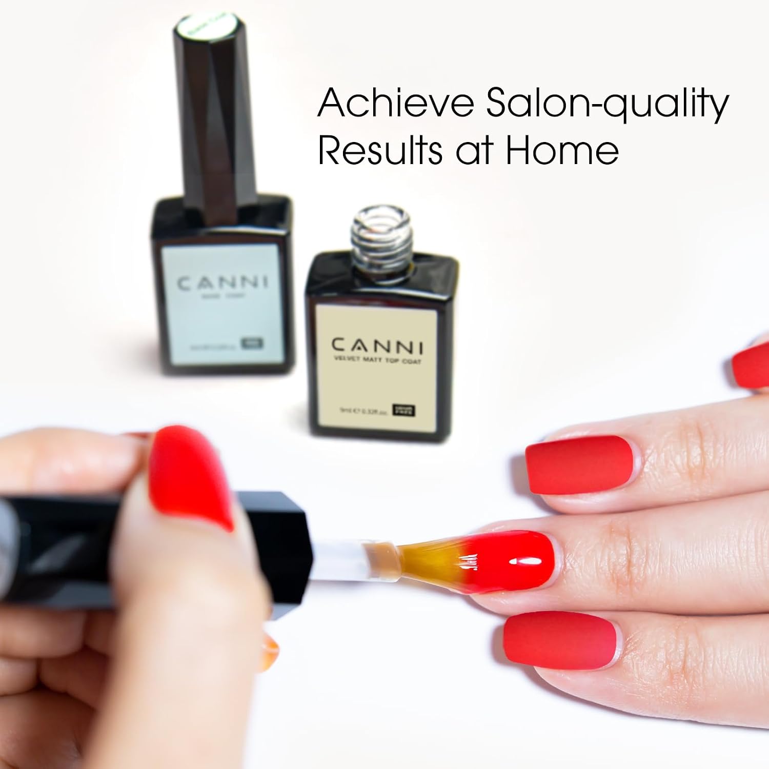 Detalle 2 de CANNI 2Pcs Matte Gel Top Coat and Base Coat Set – No Wipe Long Lasting Matte Finish for At-Home Manicures
