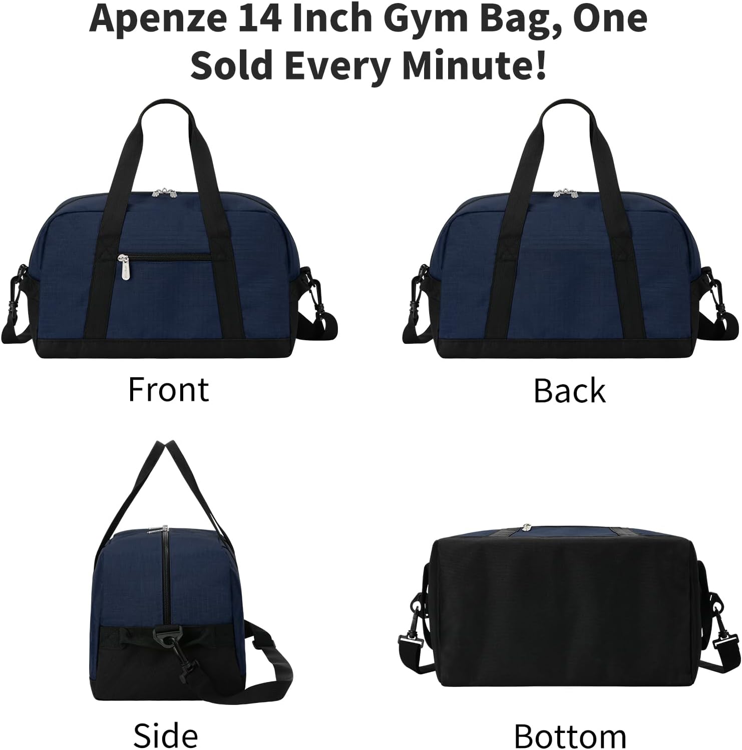 Thumbnail 6 de YoKelly Small Duffle Bag 14 Inch Carry On – Lightweight Navy Blue Mini Gym & Travel Duffel