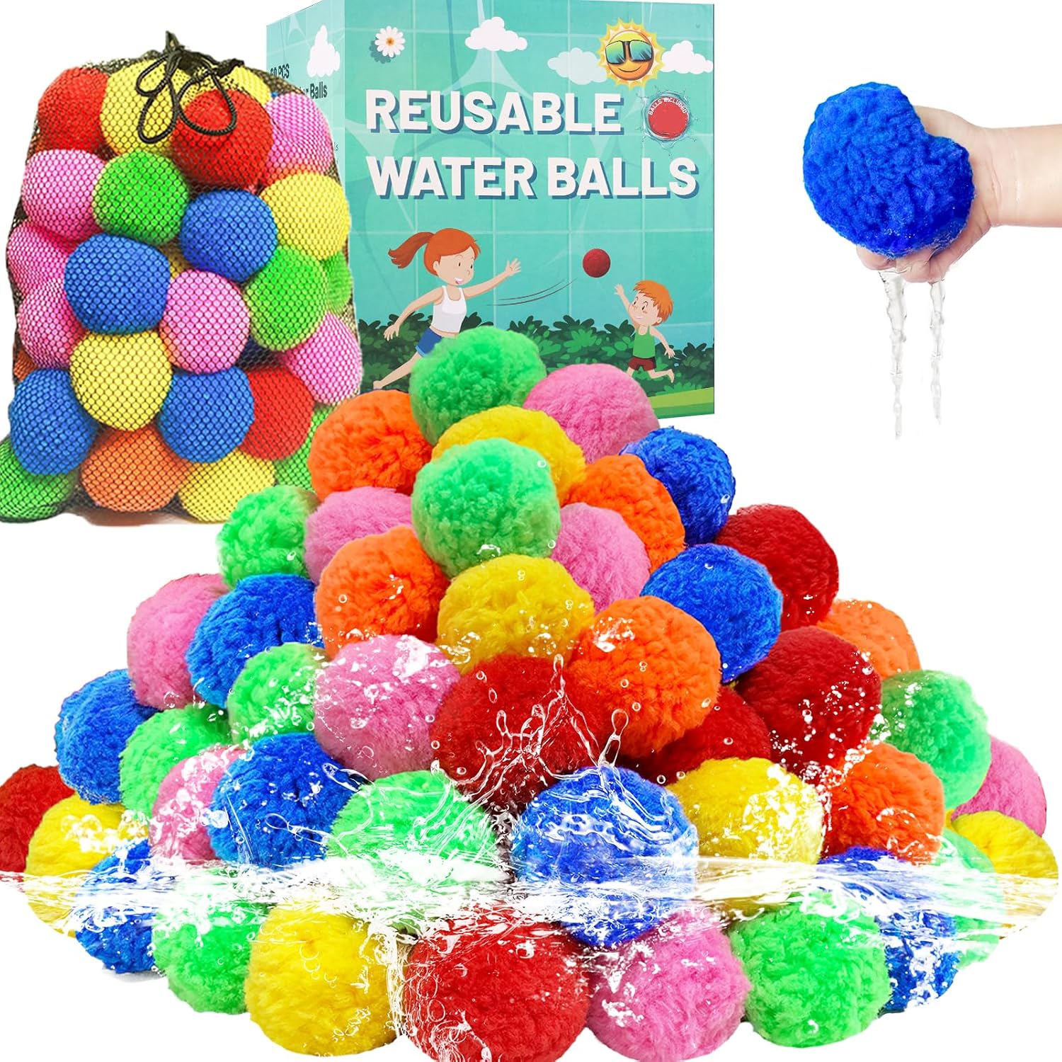 Thumbnail 6 de BEFANS 60 Pcs Reusable Water Balls — Colorful, Washable Water Toys for Summer Fun