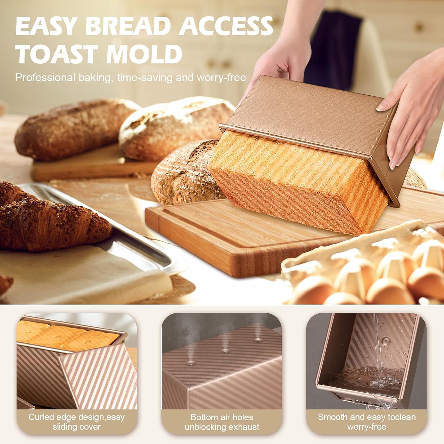 Thumbnail 5 de Dipanist Pullman Loaf Pans 2.2 LB
