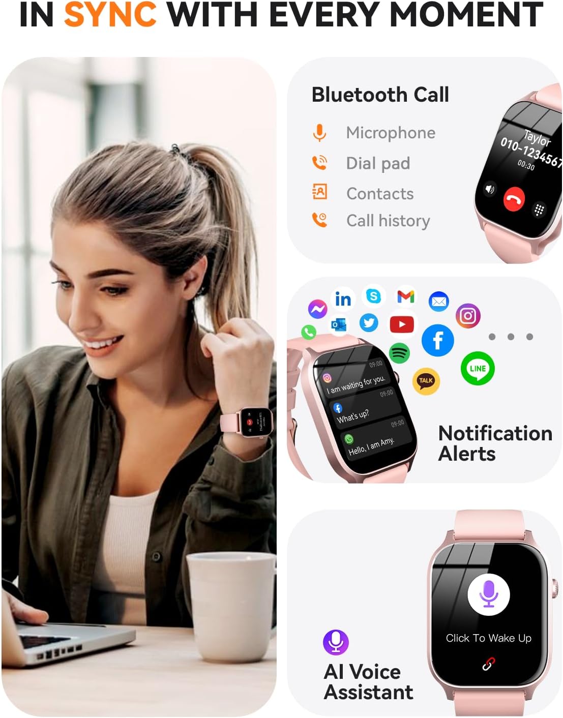 Detalle 2 de paybay Smart Watch 1.83 Pink Fitness