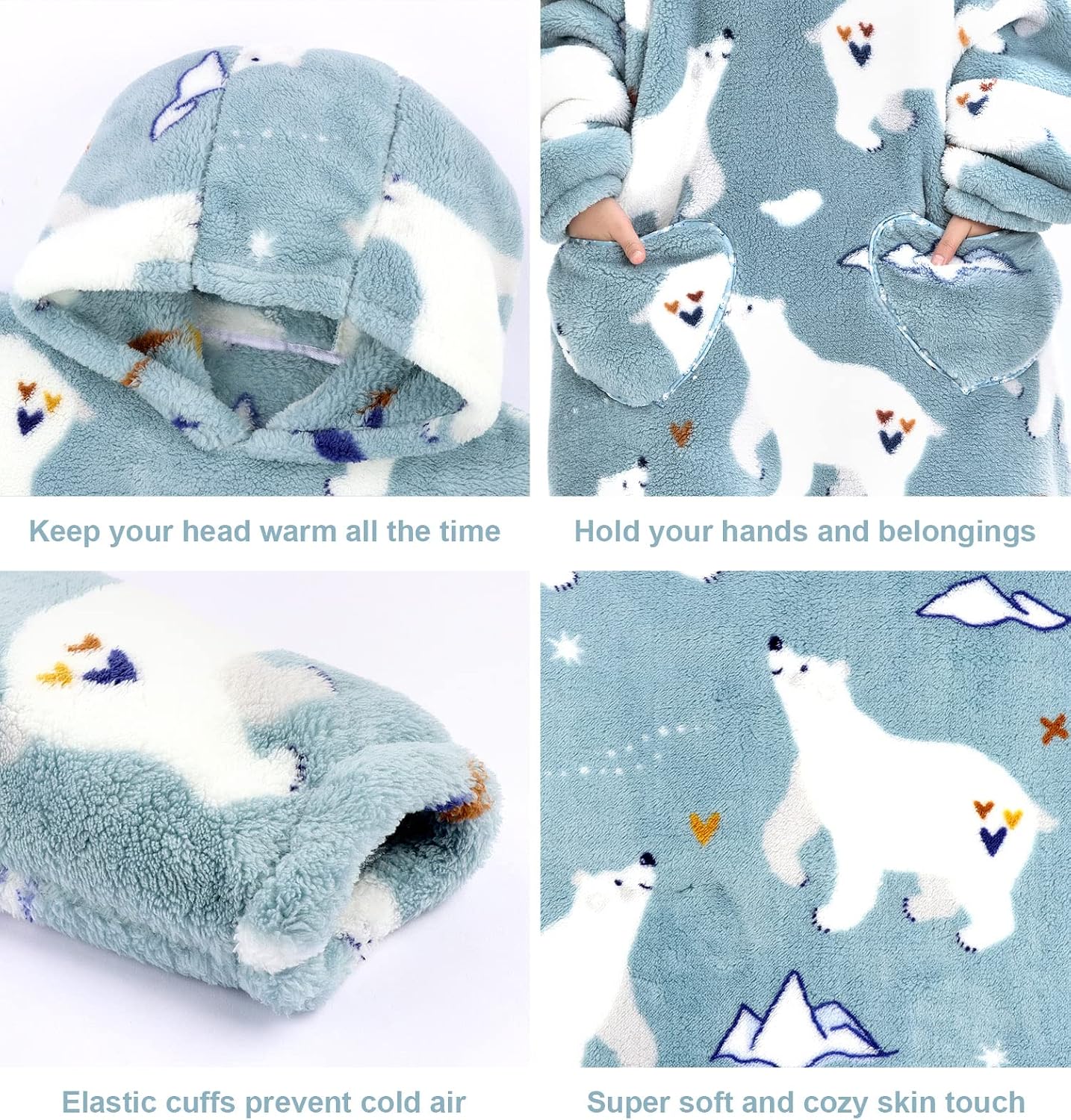 Thumbnail 1 de Summshall Kids Blanket Hoodie, Polar Bear Plush Wearable Blanket