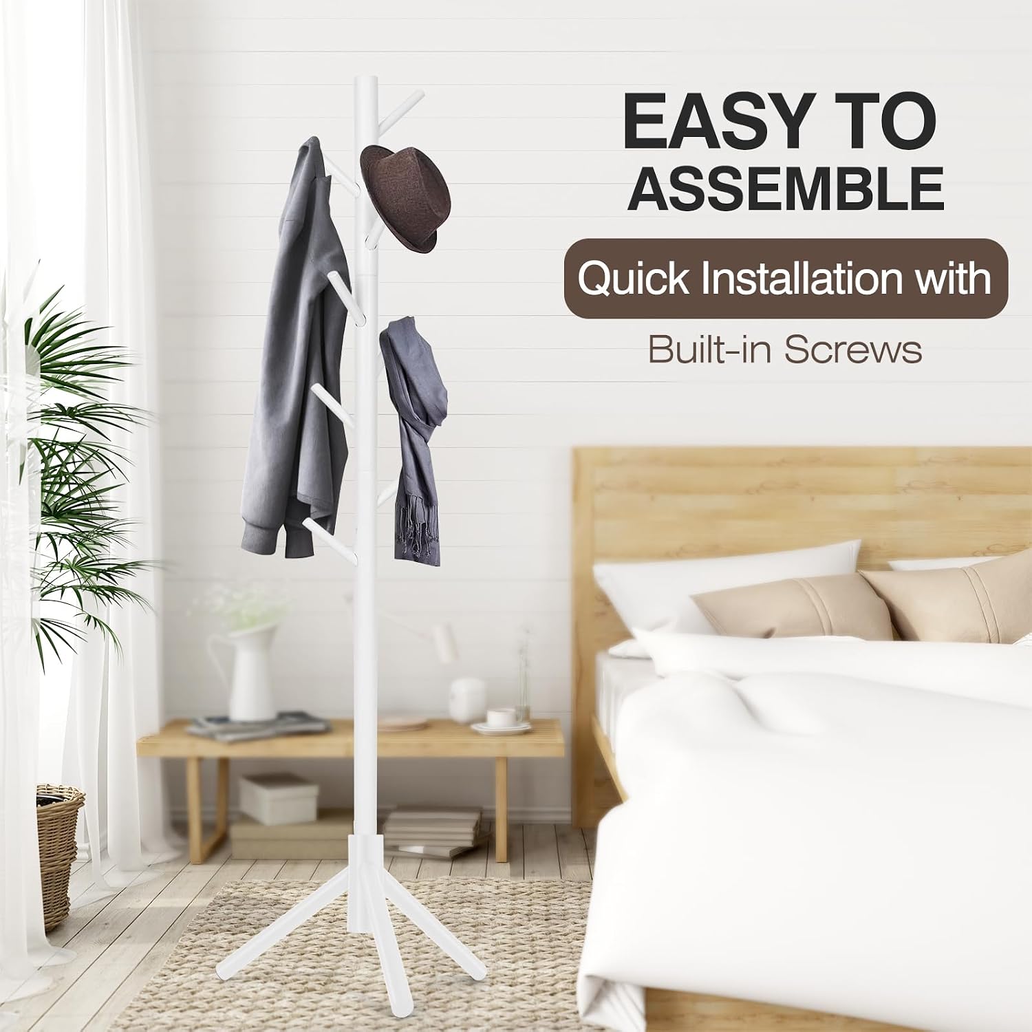 Thumbnail 5 de WANGMUXIA Coat Rack with 8 Hooks, 3 Sizes