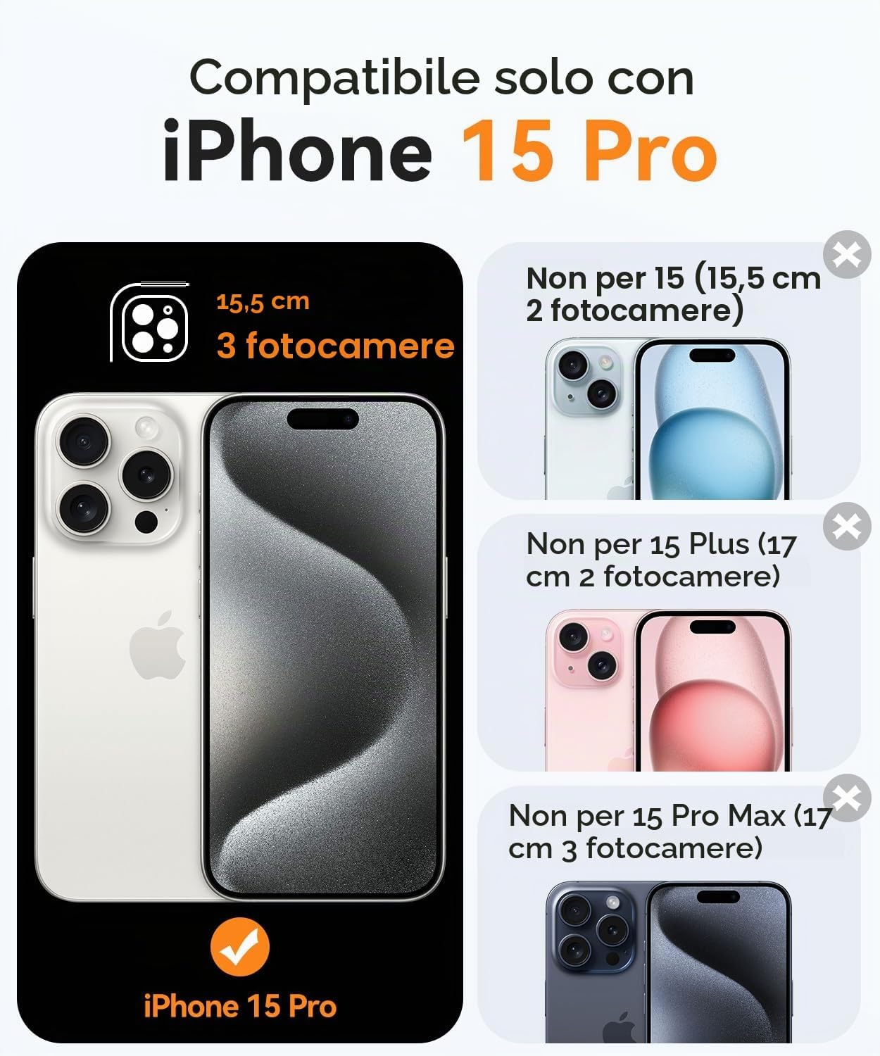 Detalle de CANSHN Cover magnetica per iPhone 15 Pro: protezione completa della fotocamera e stile opaco