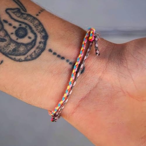 Detalle de Made by Nami Boho Surfer-Armband 2er Set – Handmade & verstellbar, wasserfest, Braune Retro-Variante