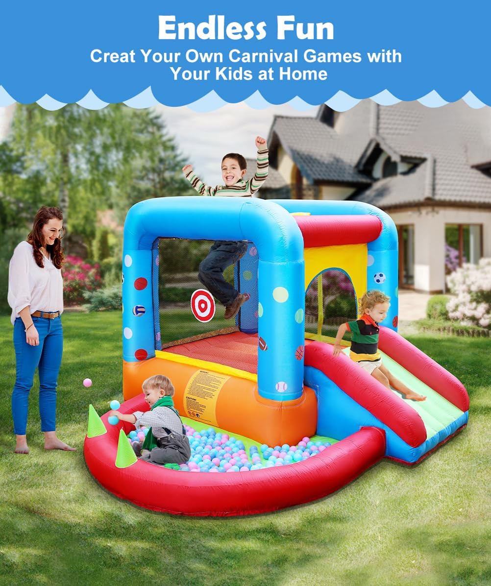 Thumbnail 1 de Step4Fun Inflatable Bounce House: 5-in-1 Kids Castle with Slide, Ball Pit, and Water Jumper