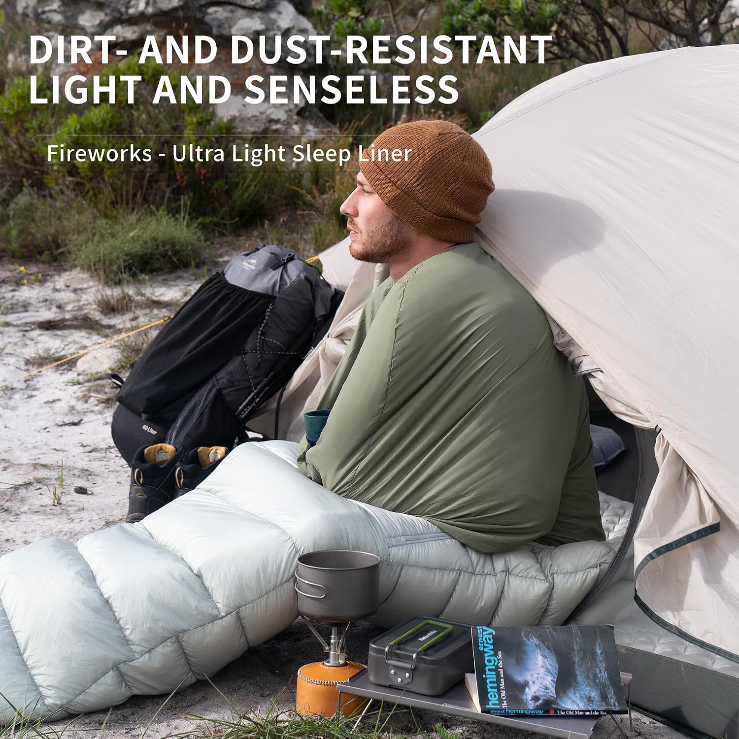 Detalle de Naturehike Ultralight Sleeping Bag Liner (128g) travel sheet for backpacking, hostels & huts