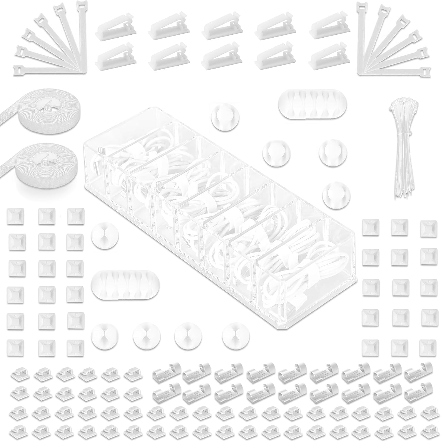 Detalle de MiuCo Kabelmanagement-Set Weiß mit Kabelbox – 255 Teile
