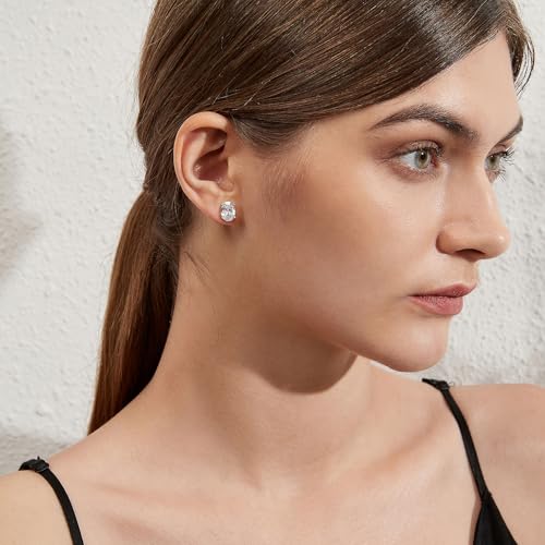 Detalle de jiamiaoi Pendientes de circonita para hombre y mujer en plata S925 con baño de oro blanco