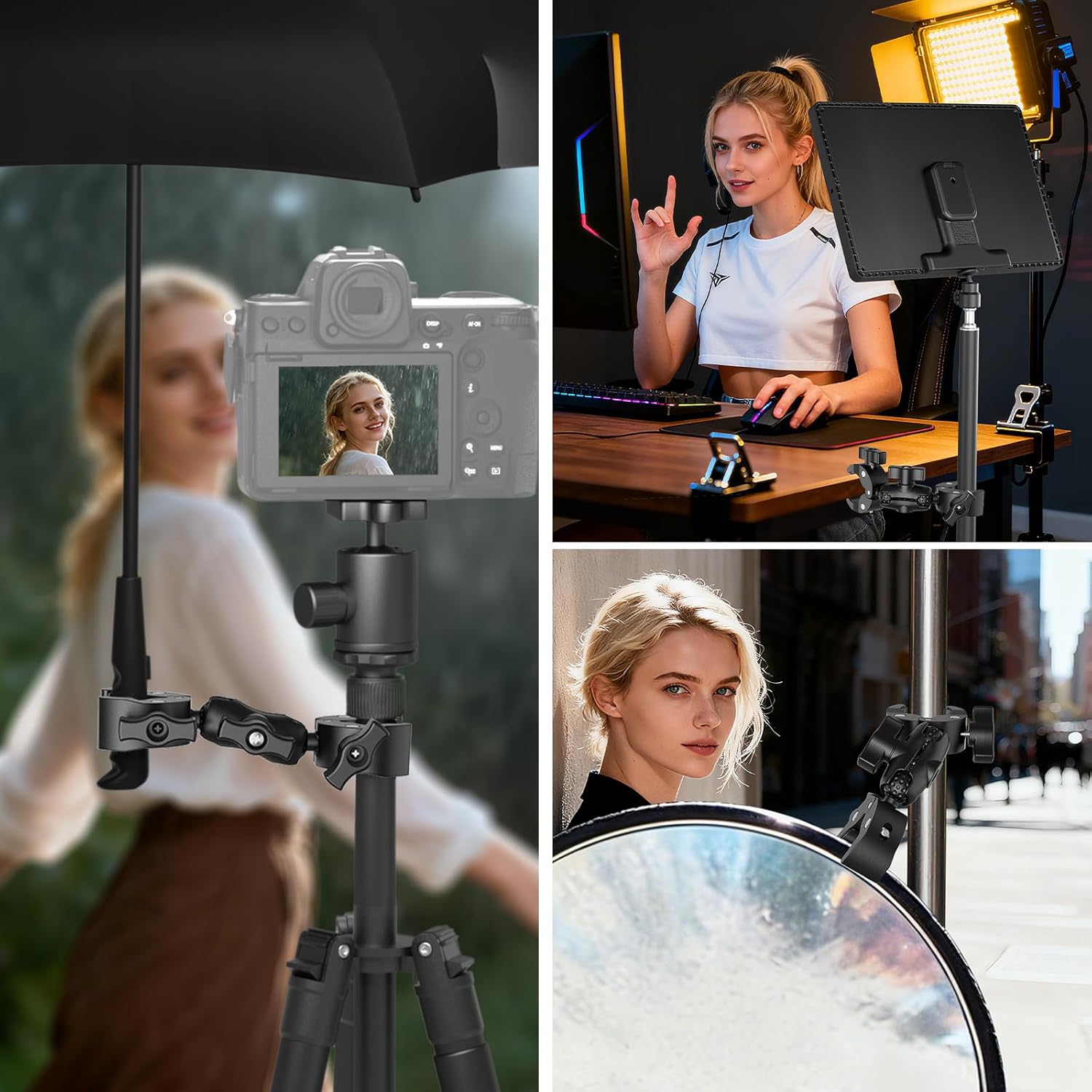Thumbnail 4 de NEEWER Double Super Clamp Mount with Magic Arm (CA160) for desk photo studio setups