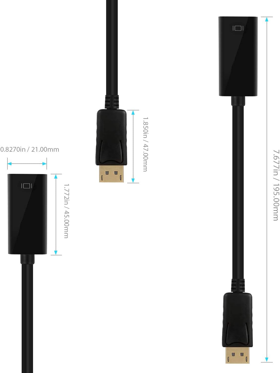 Thumbnail 4 de ICZI DisplayPort to HDMI Adapter 4K — Gold-Plated DP to HDMI Converter (Male to Female) 4K@30Hz, 2K@60Hz, 1080P@120Hz