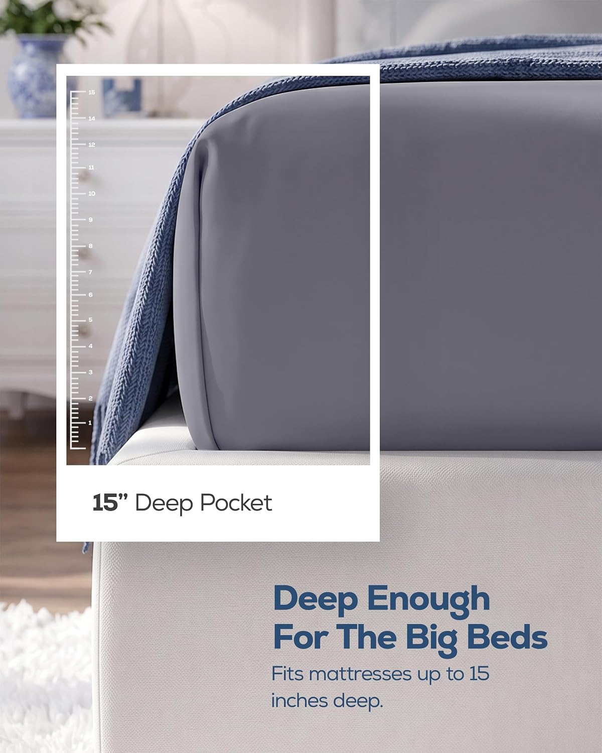 Detalle de Utopia Bedding UB0308 King Fitted Sheet, 15-Inch Deep Pocket, Gray Microfiber