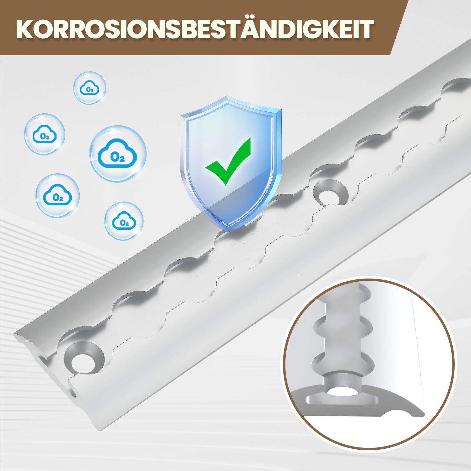 Thumbnail 5 de Airlineschiene 2 x 1 m (silber, halbrund) mit Zurrösen & Endkappen – Alu Zurrschiene mit Bohrungen