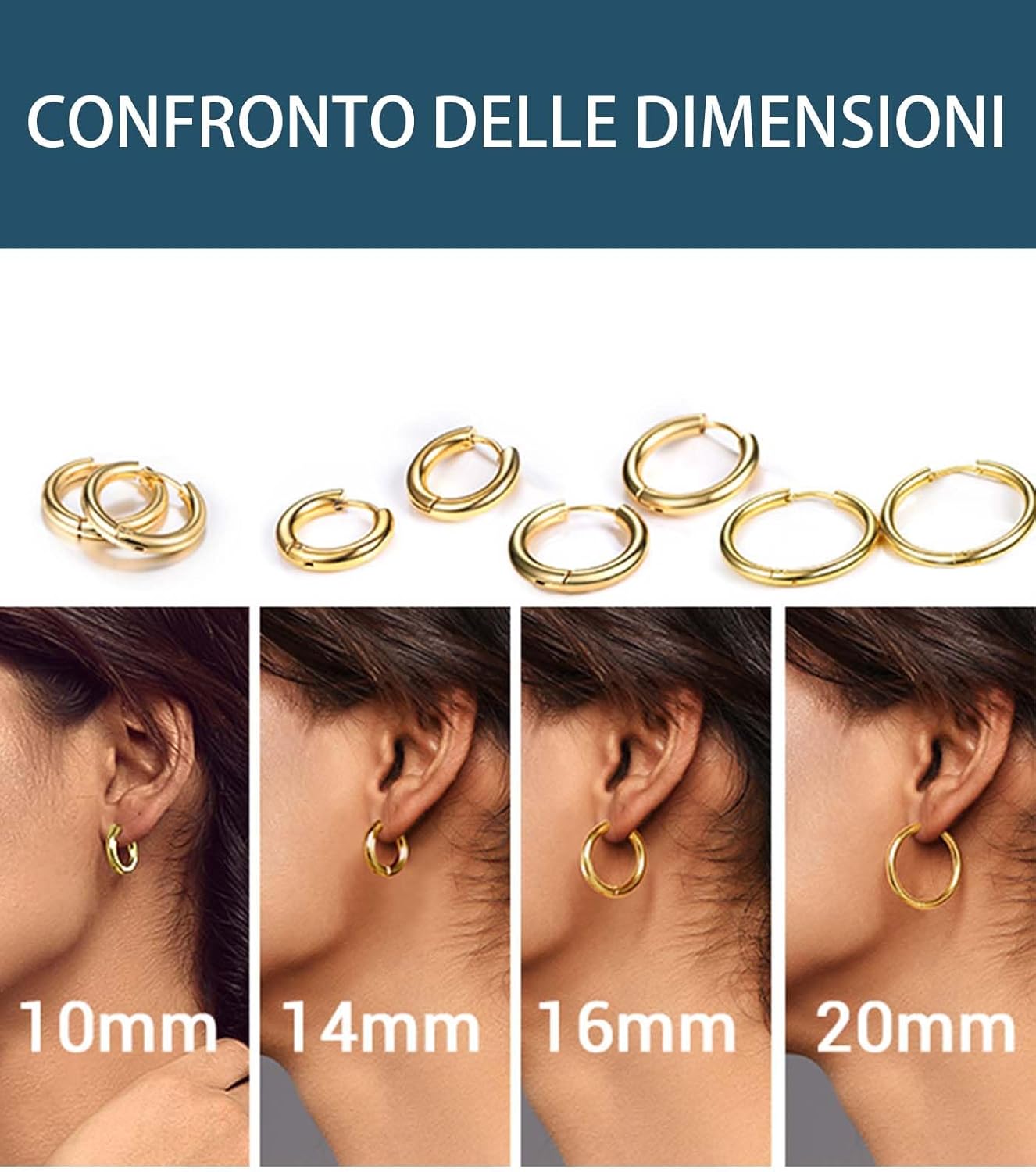 Thumbnail 6 de PROSTEEL Set orecchini uomo/unisex in acciaio 316L, placcati oro o nero – 3 o 4 pezzi