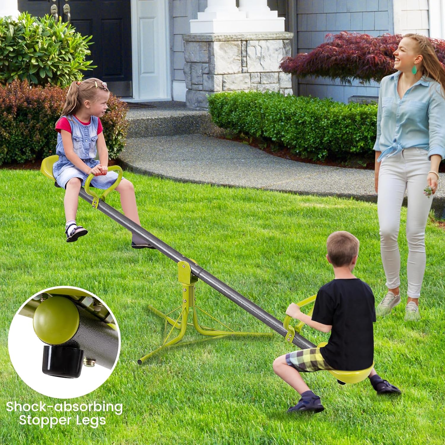 Detalle 2 de Costzon Teeter Totter Seesaw for Kids Outdoor — 360° Swivel Seesaw Playground Equipment for Toddlers