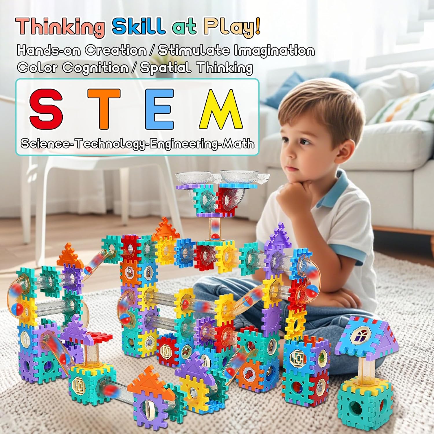 Detalle de AOSITE 234-Piece Marble Run Kit for Kids (Ages 3–12)