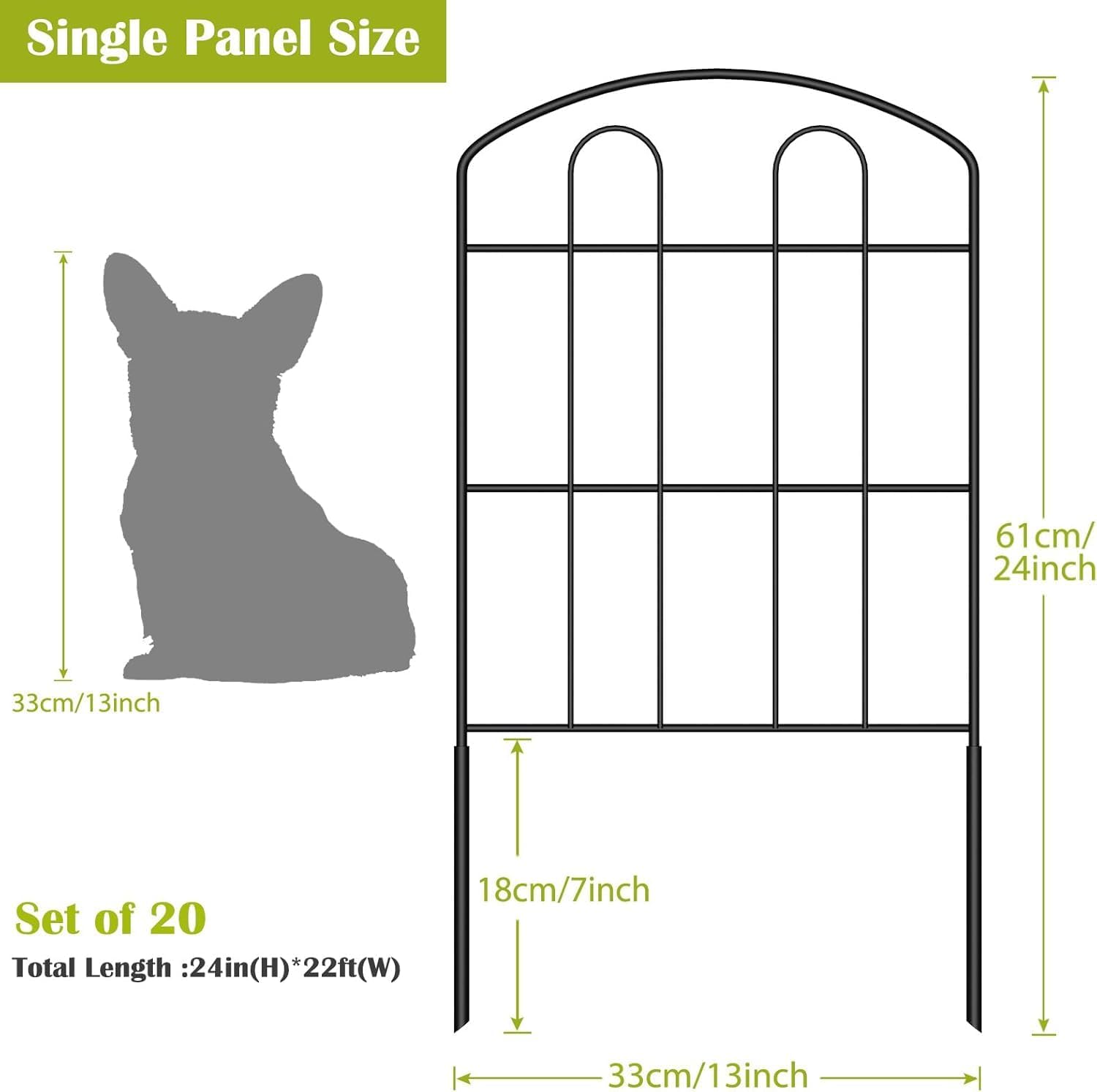 Detalle de LIANTRAL Garden Fence: 6.6m Modular 61cm High Steel Border for Garden Edging