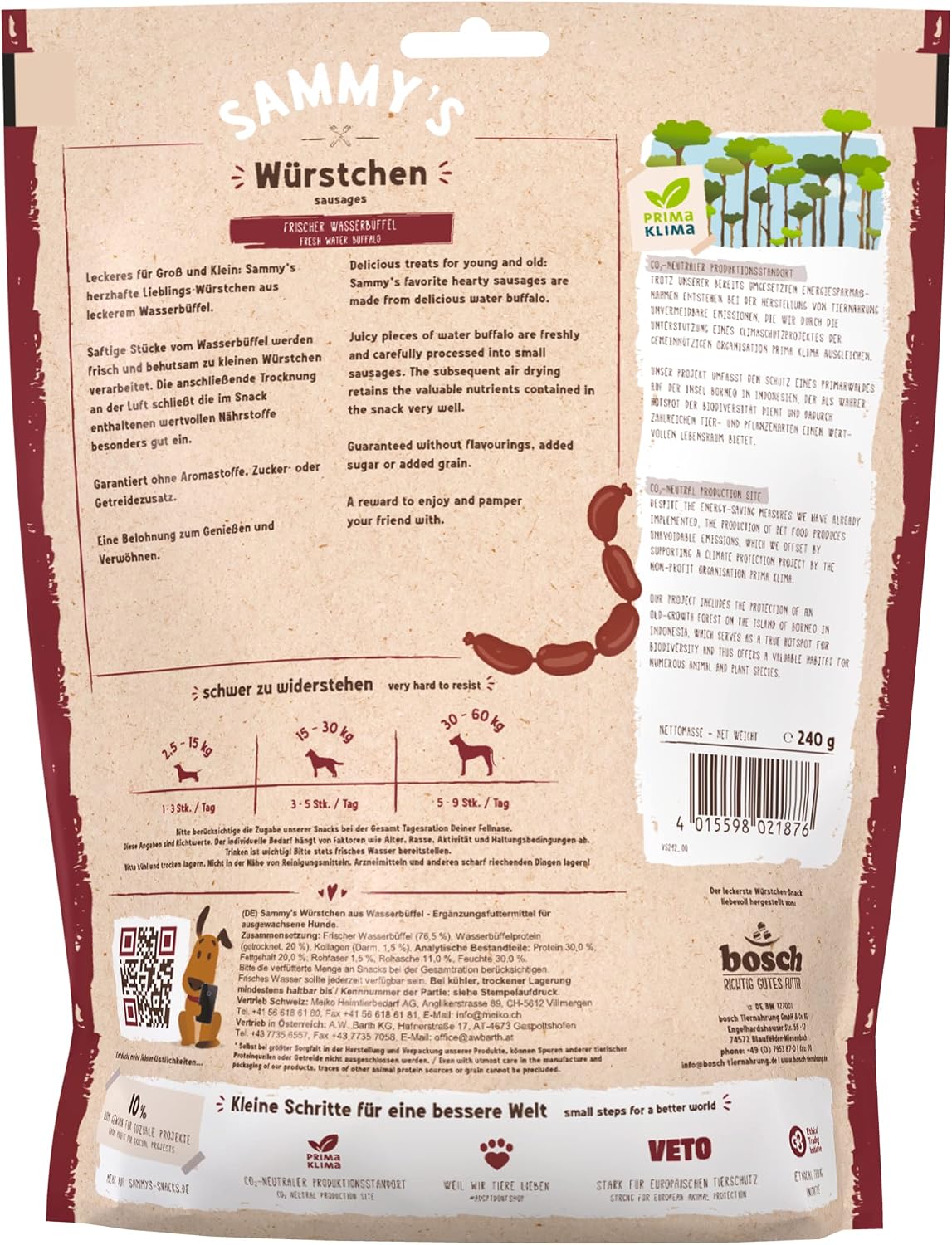 Detalle 1 de Sammy's Würstchen 6 x 240 g Hundesnack