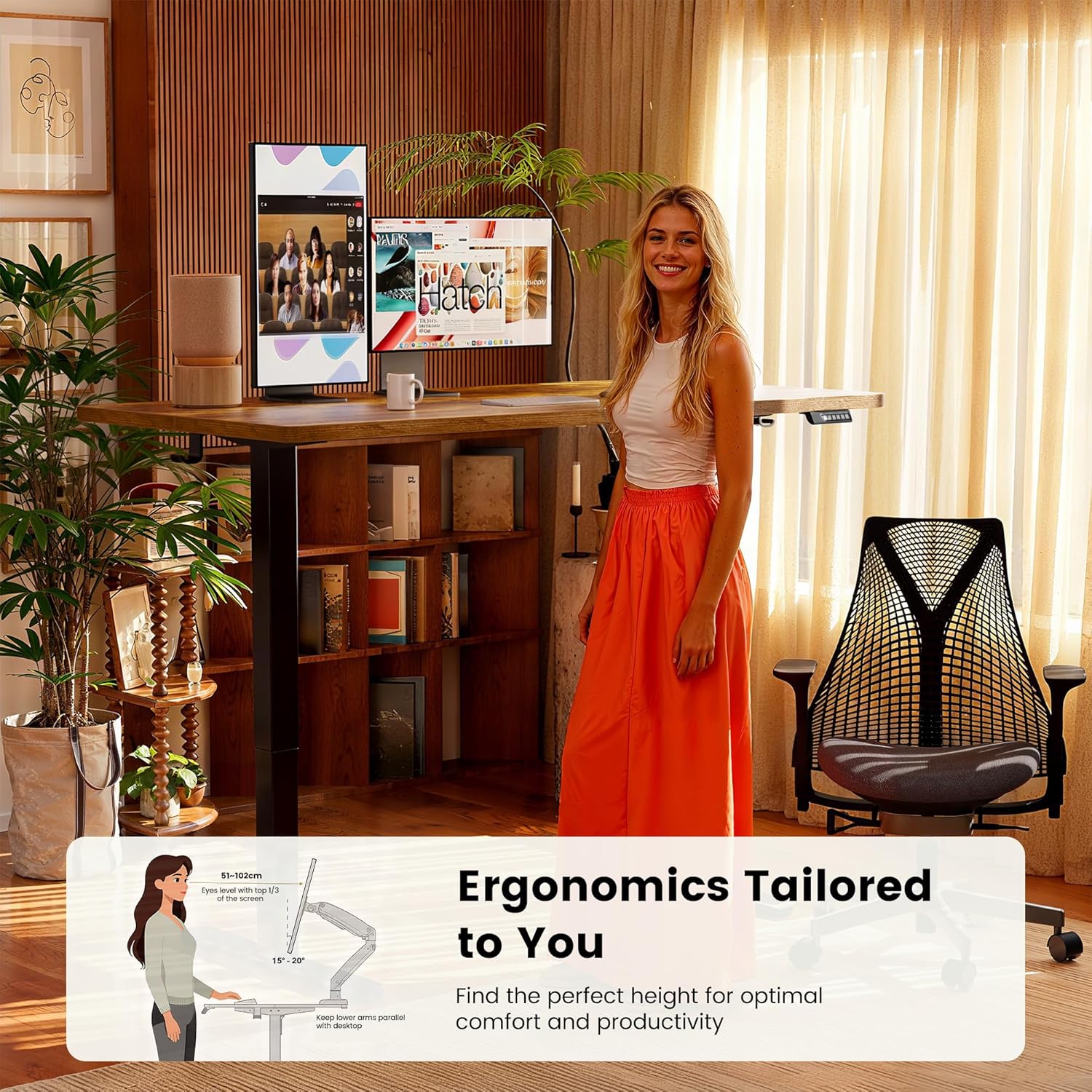 Thumbnail 5 de ErGear Electric Standing Desk 100 x 60 cm with 4 Memory Settings and Quiet Uprated Motor