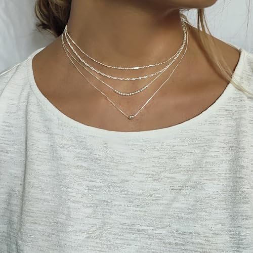 Thumbnail 5 de Annika Bella Twisted Singapore Chain Choker — Silver, Adjustable Layering Necklace
