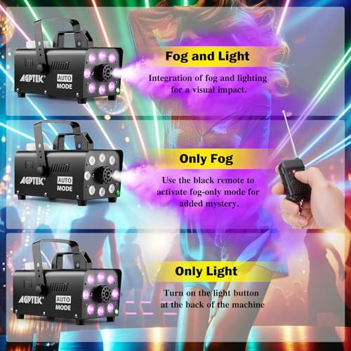Thumbnail 4 de AGPtEK Nebelmaschine – Rauchmaschine mit Auto-Sprühen Modus, 500 W, 13 RGB-Farben