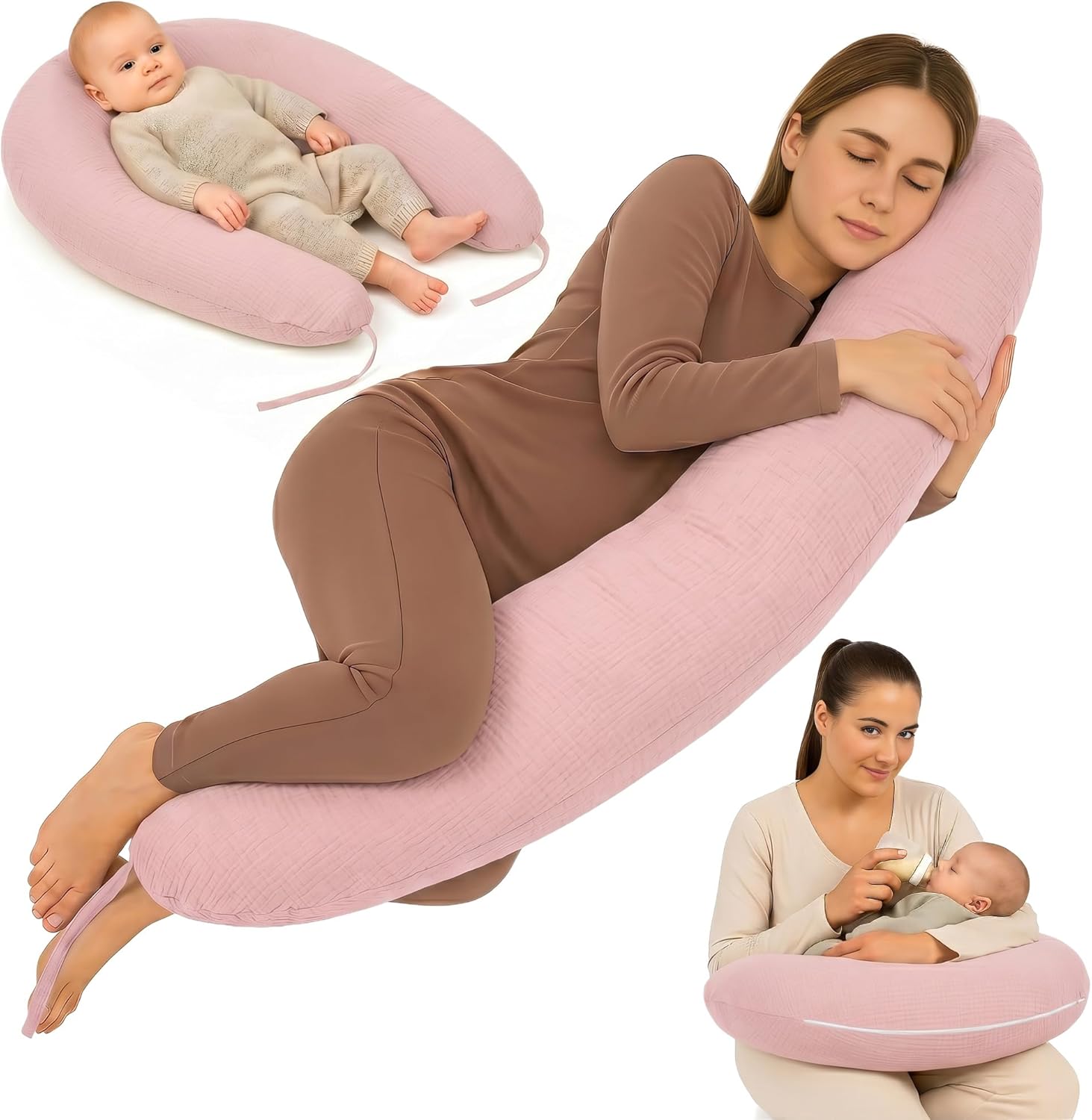 Detalle de Totsy Baby Stillkissen XXL Schwangerschaftskissen 190 cm – Vielseitiges Body Pillow für Schlaf, Stillen und Entspannung