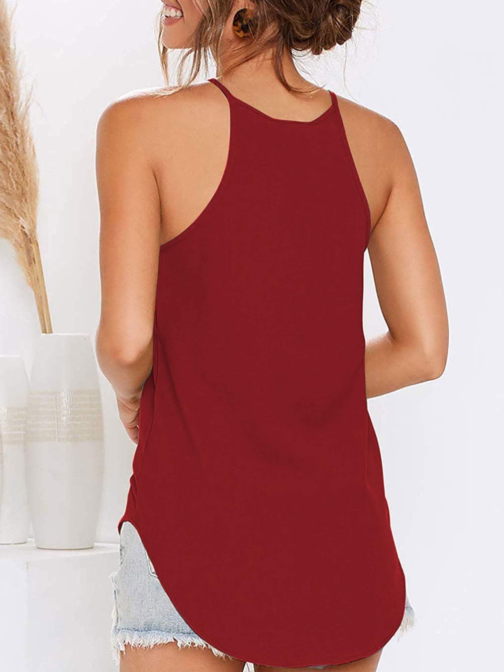Detalle de iChunhua Women Halter Neck Cotton Vest Top – lightweight Summer Tank (S-XL)