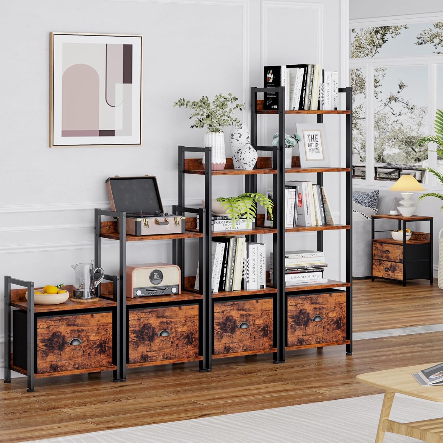 Thumbnail 5 de Furologee 5-Tier Bookshelf with Drawer