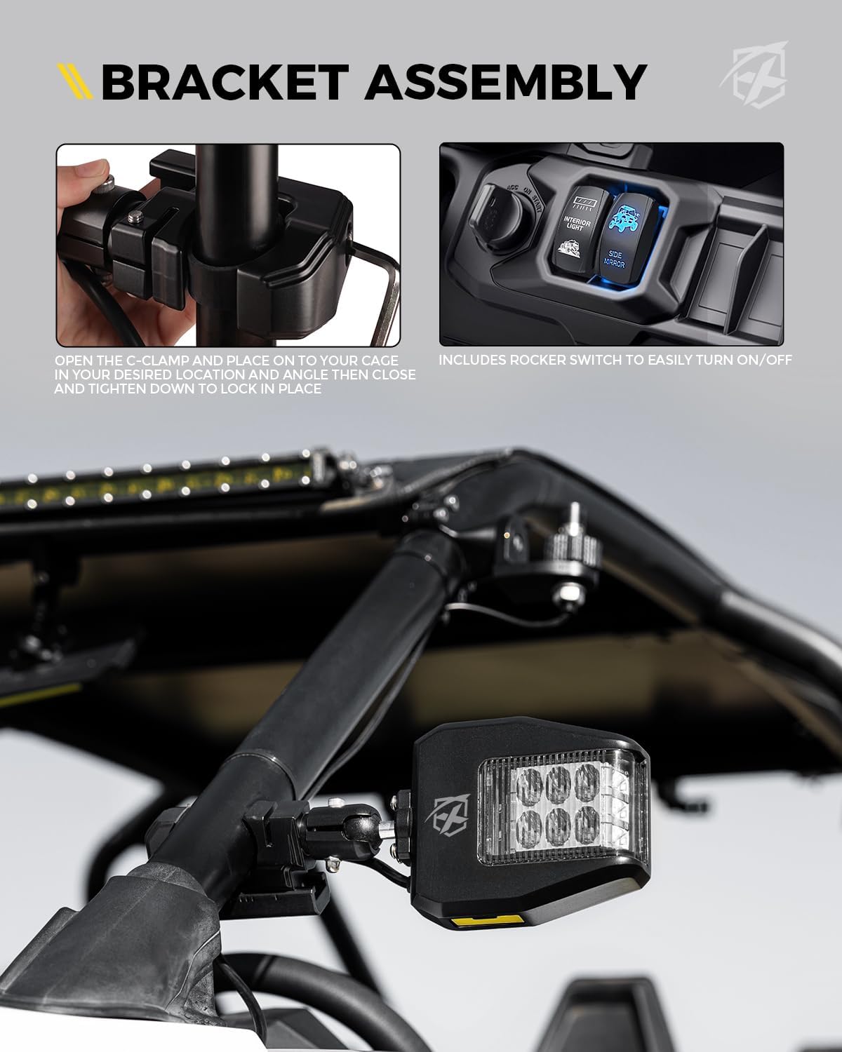 Thumbnail 6 de Xprite UTV Side Mirrors with Aluminum Housing