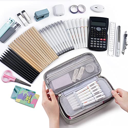 Detalle 2 de WEMATE Large Pencil Case: Upgraded Canvas with Big Capacity and 5 Organizational Compartments