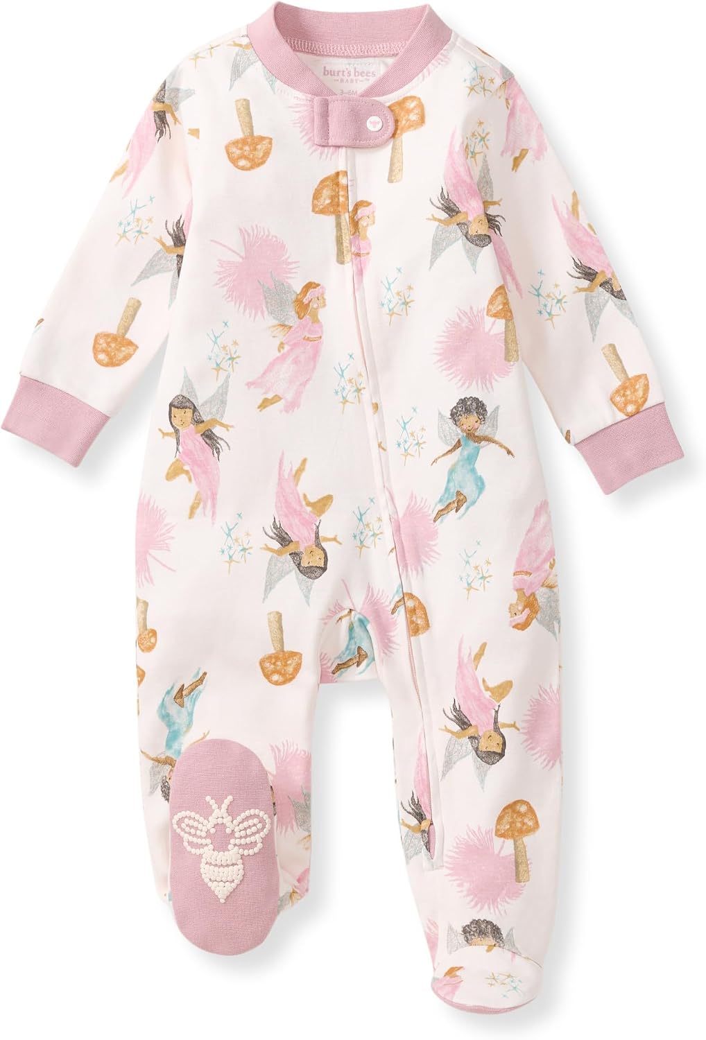 Detalle de Burt's Bees Baby Girls' Organic Cotton Sleep and Play Footed Pajamas